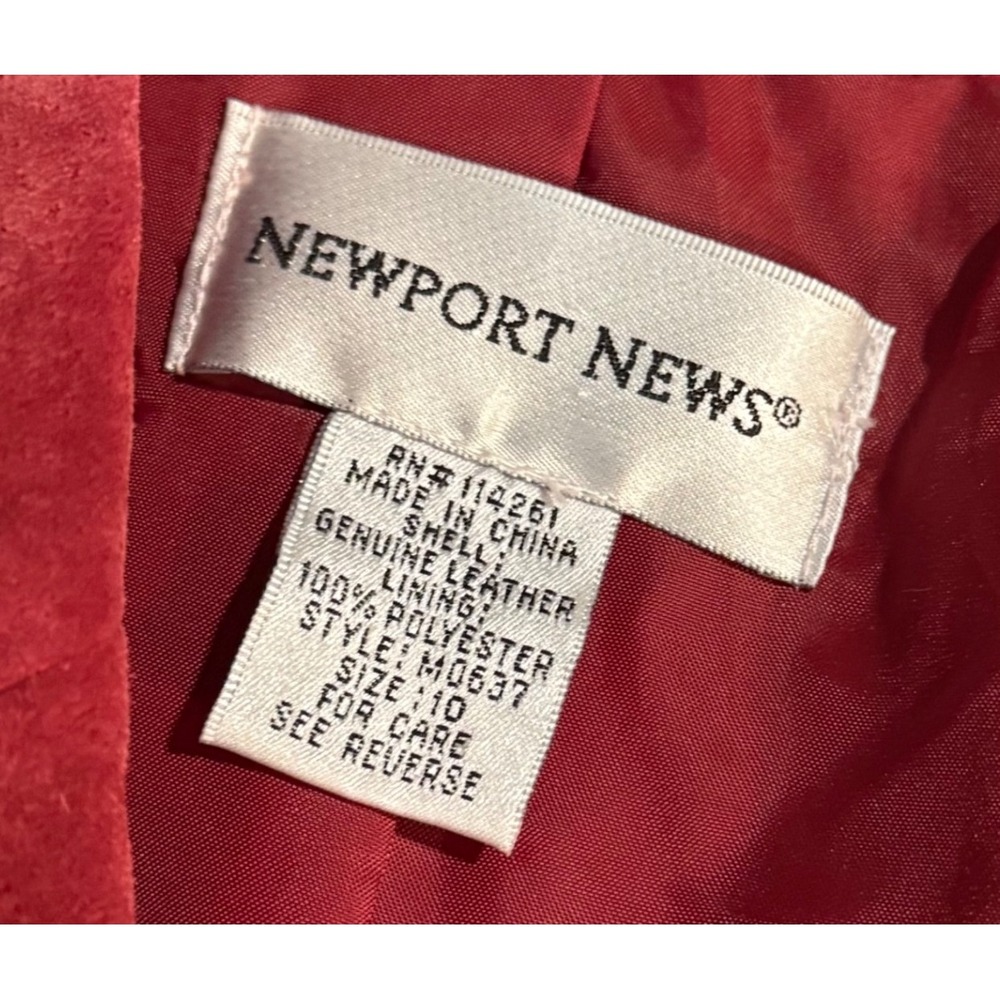 Newport News Red Suede Leather Blazer Jacket Women Size 10 - Picture 3 of 7